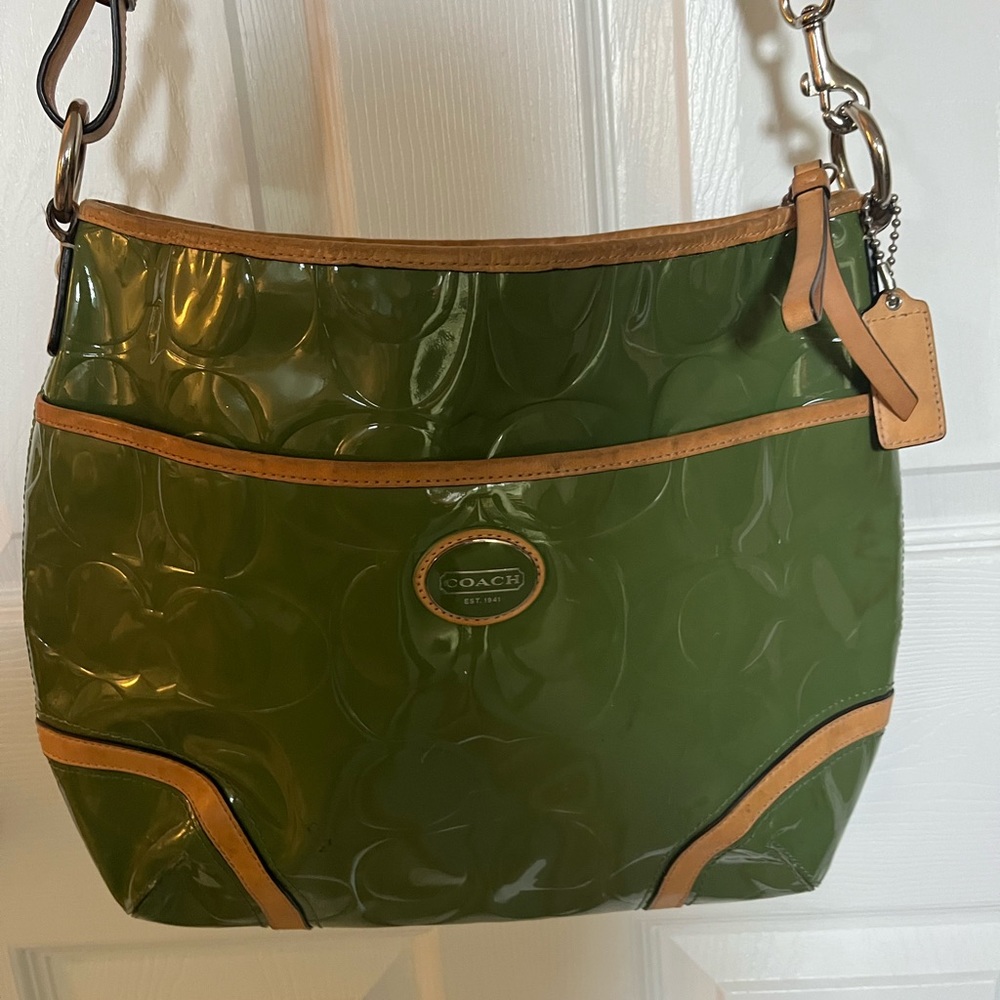 COACH F22322 PEYTON Embossed Green Medium Crossbody Bag